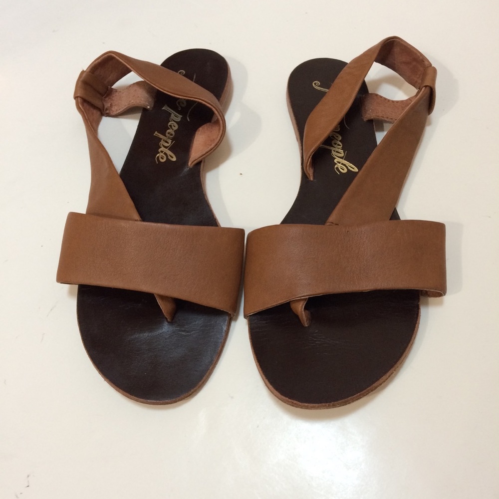 Free People Brown Strappy Leather Sandals